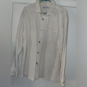 Zara Men’s XL White Corduroy Button Up Shirt